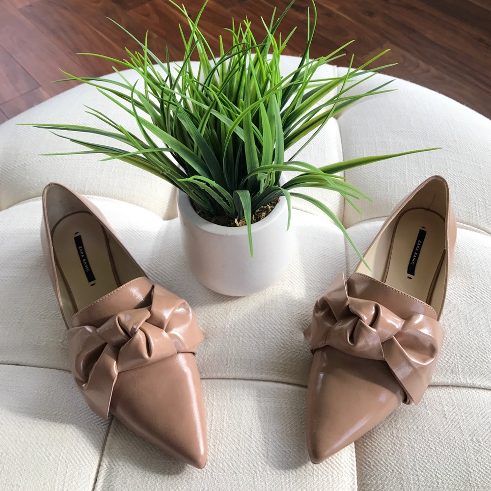 NWT Zara Flat Shoes With Bow Detail Size 39